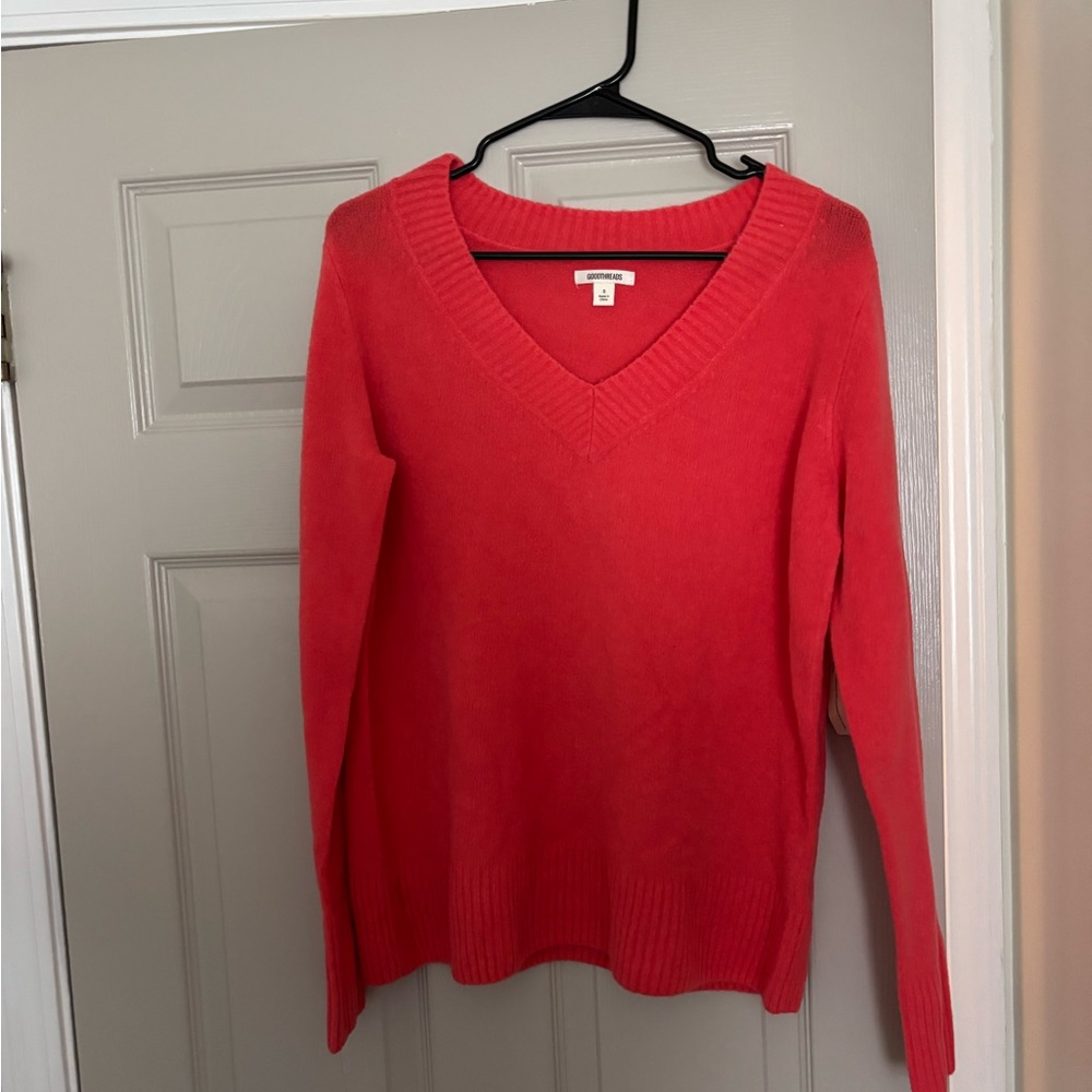 Goodthreads Women's V-Neck Sweater - Coral